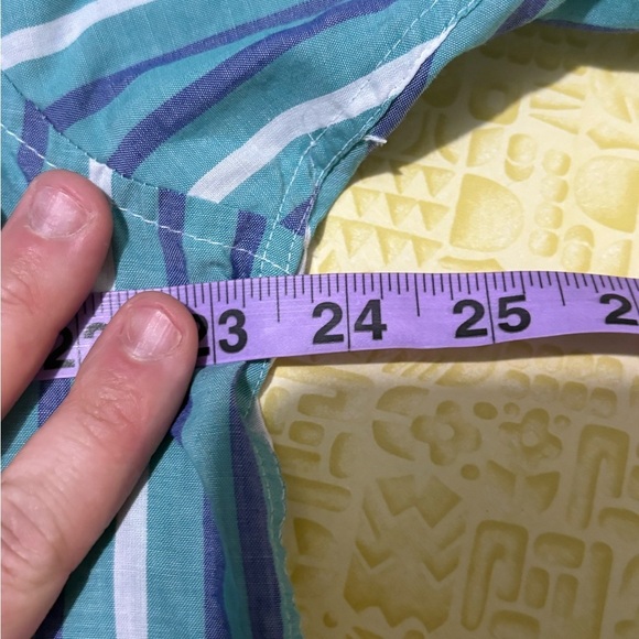 Vintage The Men's Store Blue and Green Striped Casual Shirt - Picture 6 of 8